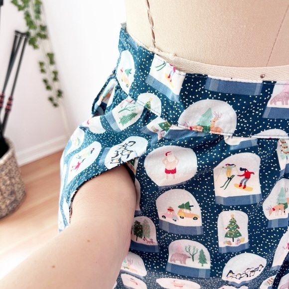Modcloth Festive Blue Snow Globe A-Line Skirt - Picture 3 of 7